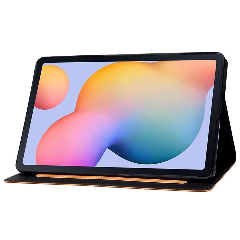 For Samsung Galaxy Tab S6 Lite (2020) P610 P615 / (2022) / (2024) PU Leather Card Holder Tablet Cover Adjustable Stand Magnetic Clasp Case - Orange - 3