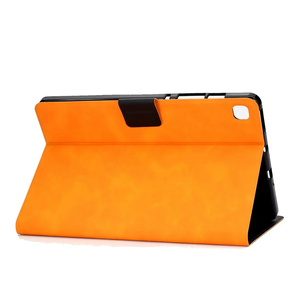 For Samsung Galaxy Tab S6 Lite (2020) P610 P615 / (2022) / (2024) PU Leather Card Holder Tablet Cover Adjustable Stand Magnetic Clasp Case - Orange - 4