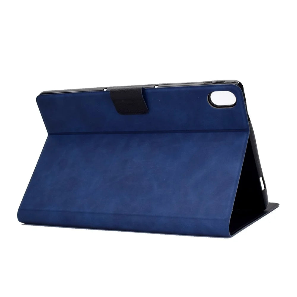 For Lenovo Tab P11 TB-J606F / Tab P11 5G  Card Holder Design Folio Flip Calf Textured Leather Tablet Case Magnetic Shockproof Cover with Stand - Blue - 4