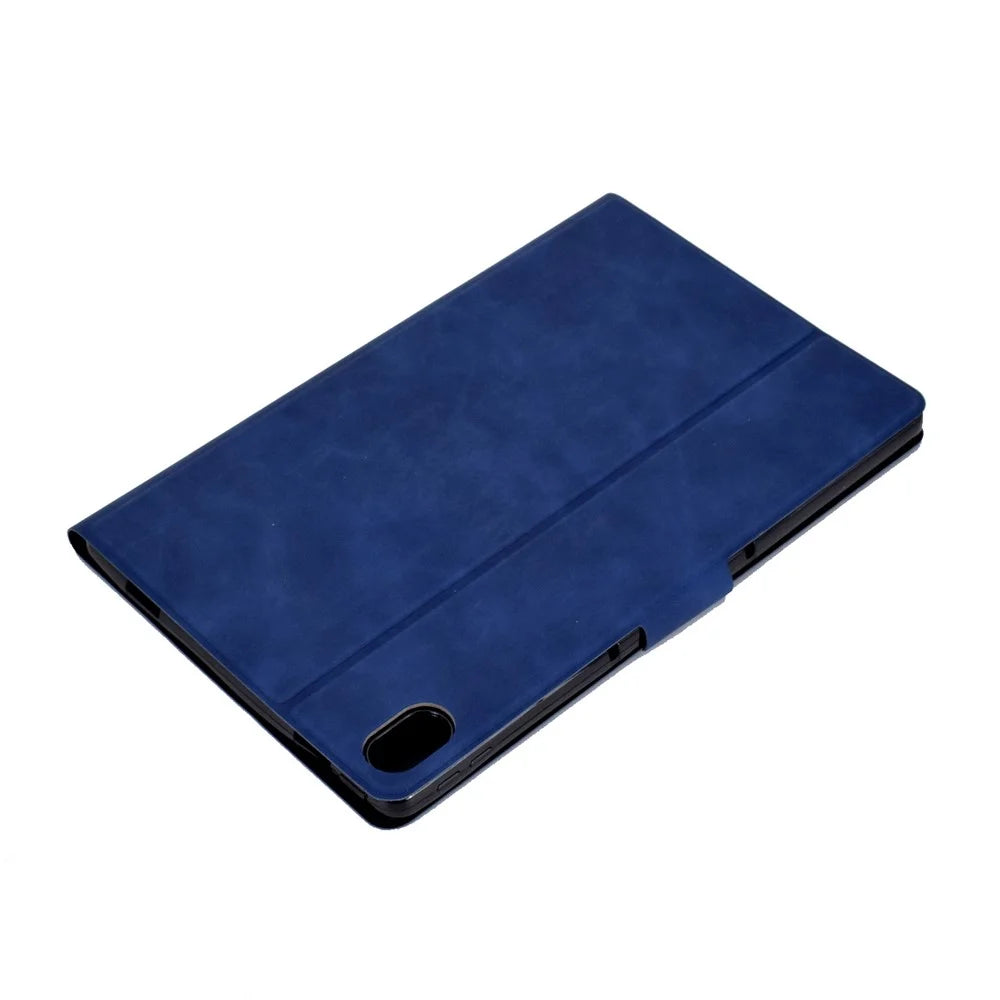 For Lenovo Tab P11 TB-J606F / Tab P11 5G  Card Holder Design Folio Flip Calf Textured Leather Tablet Case Magnetic Shockproof Cover with Stand - Blue - 5