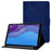 For Lenovo Tab M10 HD Gen 2 X306X Folio Flip Anti-scratch Calf Textured Leather Tablet Case Card Holder Stand Feature Magnetic Protector - Blue - 1