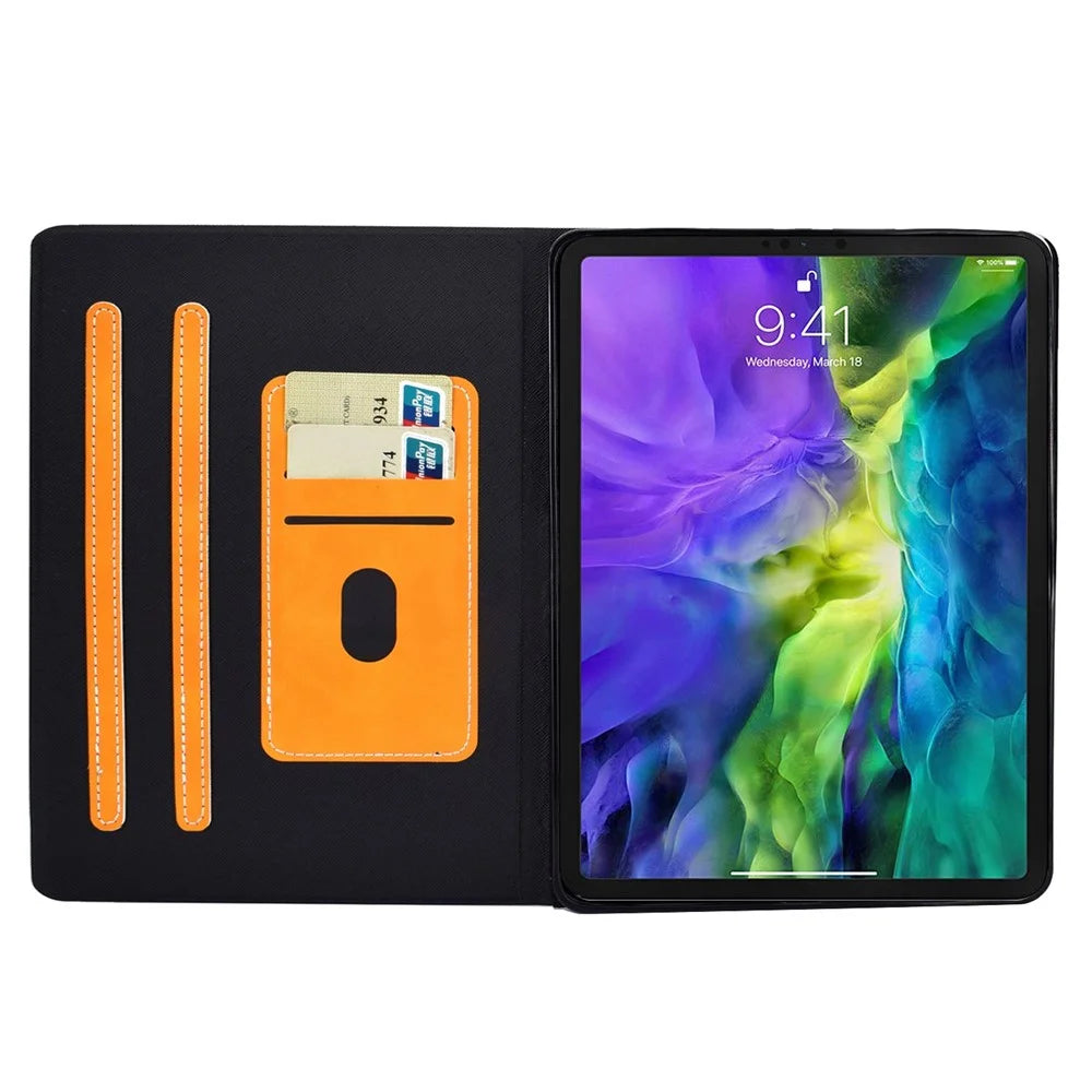 For iPad Air 11 (2026) / (2025) / (2024) / Air (2020) / (2022) / iPad Pro 11 (2022) / (2021) / (2020) / (2018) PU Leather Stand Folio Case Card Holder - Orange - 2
