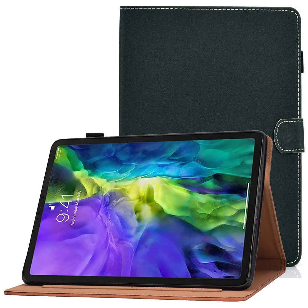 For iPad Air 11 (2026) / (2025) / (2024) / Air (2020) / (2022) / iPad Pro 11 (2022) / (2021) / (2020) / (2018) Tablet Case PU Leather Stand with Cards Holder - Green - 1