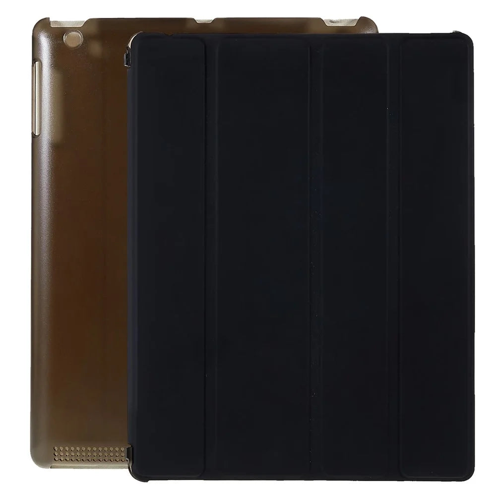 For iPad 4 / 3 / 2 Tri-fold Stand PU Leather + PC Tablet Case Auto Wake / Sleep Protective Cover - 1