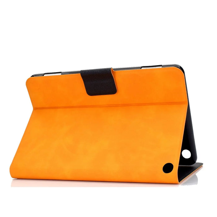 For Amazon Fire 7 (2022) PU Leather Card Holder Tablet Cover Full Protection Case with Stand - Orange - 4