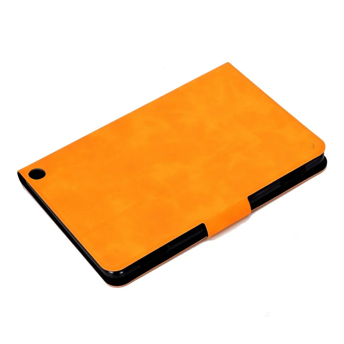 For Amazon Fire 7 (2022) PU Leather Card Holder Tablet Cover Full Protection Case with Stand - Orange - 6
