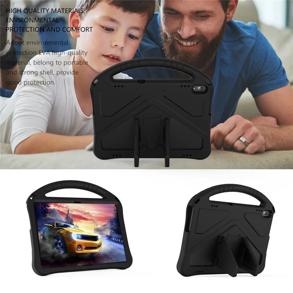 For Lenovo Tab M10 TB-X605F / X505F EVA Tablet Case Drop-proof Kickstand Protective Cover with Handle Grip - Black - 2