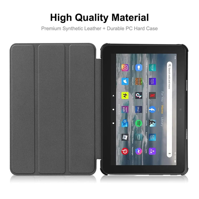 ENKAY HAT PRINCE For Amazon Fire 7 (2022) Tri-fold Stand Tablet Case Auto Wake / Sleep Function PU Leather + PC Protective Cover - Blackish Green - 5