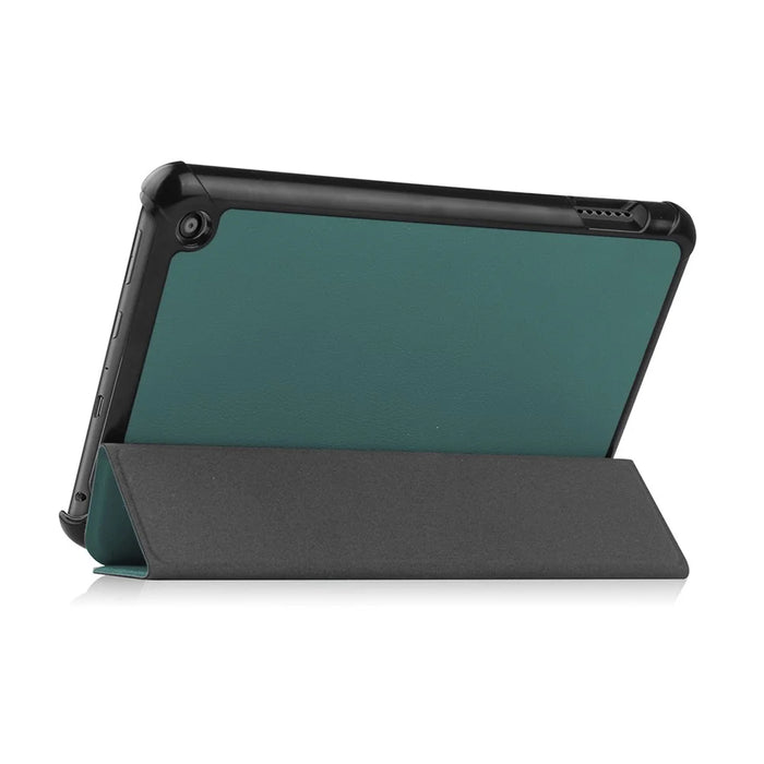 ENKAY HAT PRINCE For Amazon Fire 7 (2022) Tri-fold Stand Tablet Case Auto Wake / Sleep Function PU Leather + PC Protective Cover - Blackish Green - 6