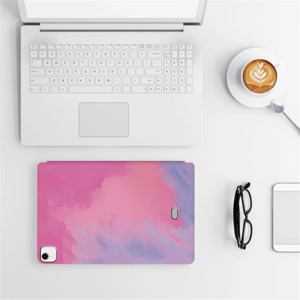 For iPad Pro 11 inch (2018) / (2020) / (2021) / (2022) Watercolor Pattern Protective Cover Anti-fall Scratch-Resistnt PU Leather Tablet Case with Stand and Auto Wake  /  Sleep - Green - 6