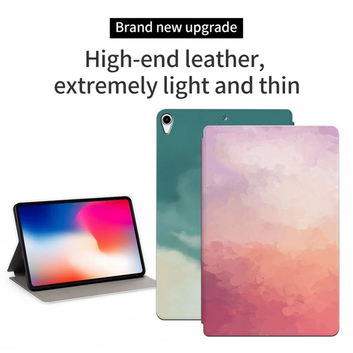 For iPad Air 10.5 inch (2019) / iPad Pro 10.5-inch (2017) Watercolor Pattern PU Leather Tablet Case Foldable Stand Auto Wake / Sleep Protective Cover - Yellow - 2