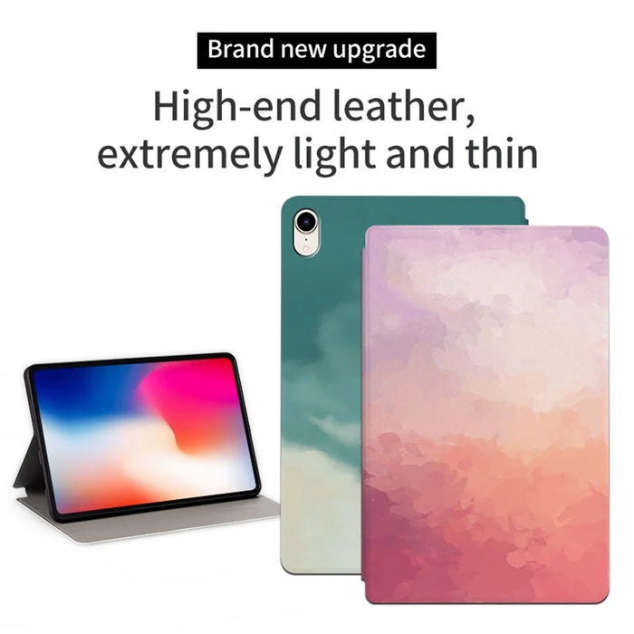 Watercolor Pattern Protective Cover for iPad mini (2024) / mini (2021) PU Leather Tablet Case with Stand and Auto Wake / Sleep - Deep Pink - 2