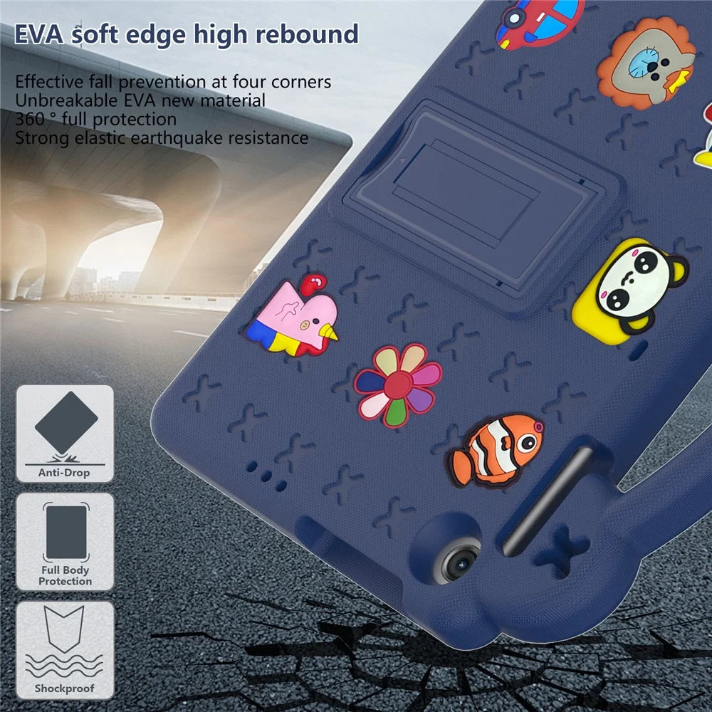 For Lenovo Tab M10 (Gen 3) TB-328FU / TB-328XU EVA Case Protective Tablet Cover Portable Handle with Kickstand - Navy Blue - 4