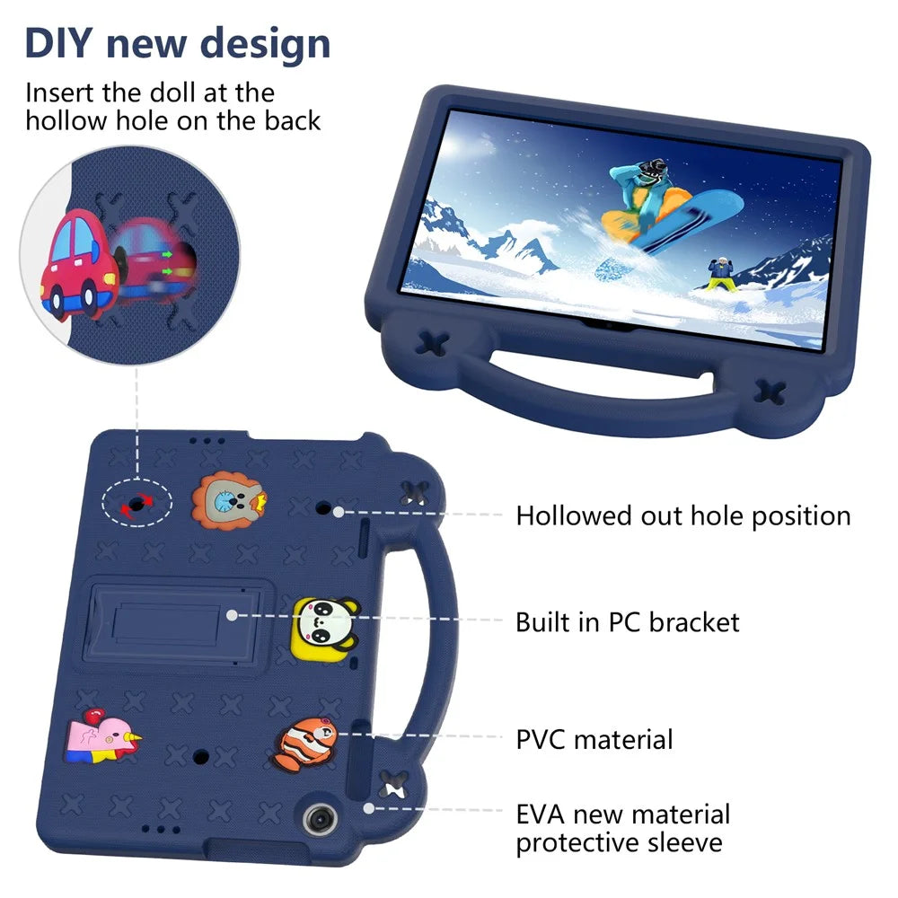 For Lenovo Tab M10 (Gen 3) TB-328FU / TB-328XU EVA Case Protective Tablet Cover Portable Handle with Kickstand - Navy Blue - 5