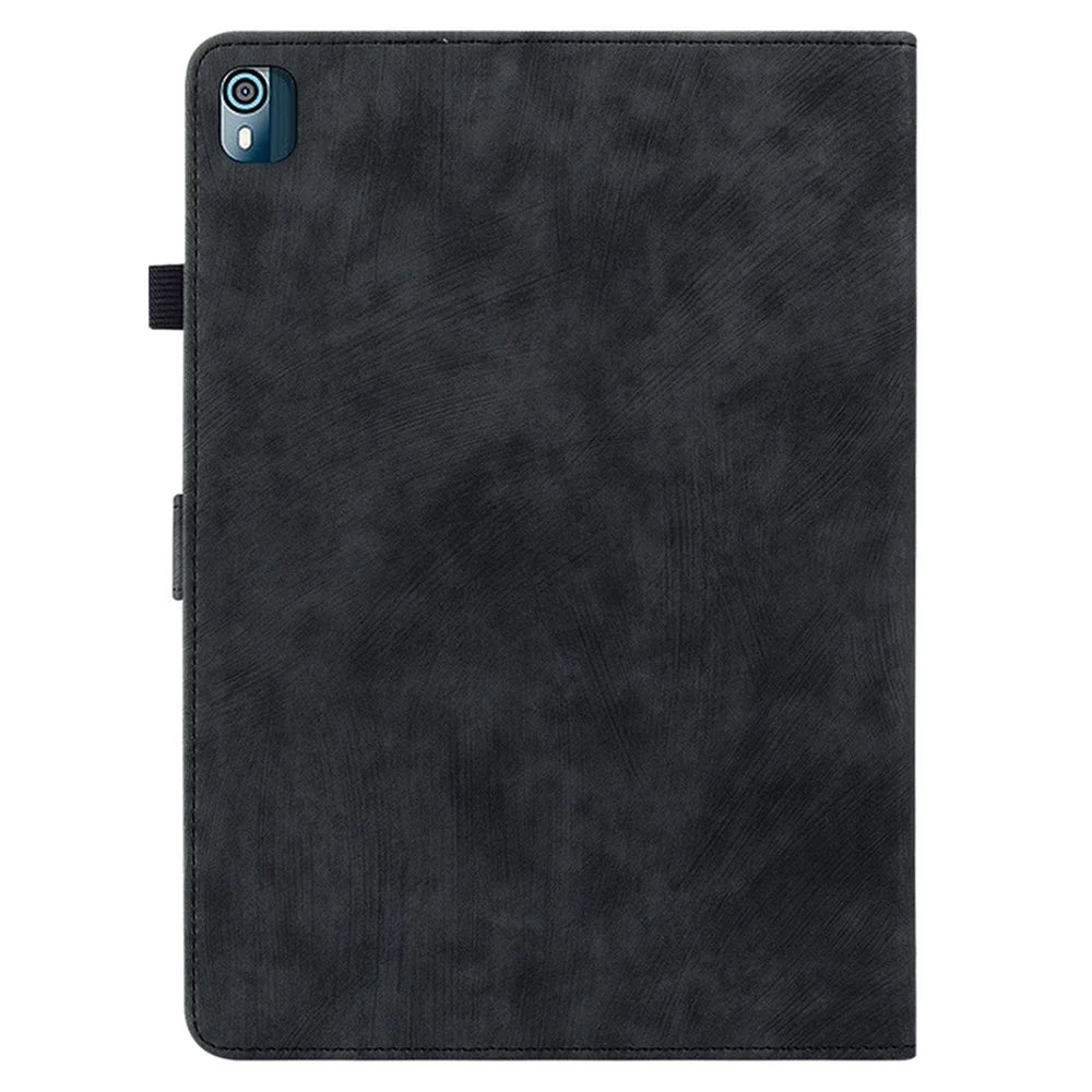 For Nokia T10 Card Slot PU Leather+TPU Anti-scratch Tablet Case Cute Tiger Pattern Imprinted Flip Cover with Adjustable Stand - Black - 6