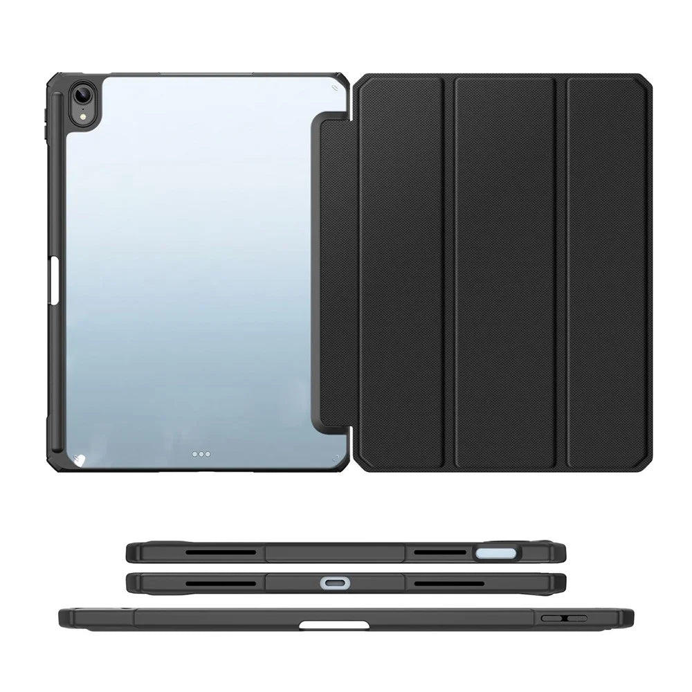 DUX DUCIS TOBY Series For Apple iPad (2025) / 10.9 (2022) TPU+PC+Leather Case Three-Fold Stand Tablet Cover with Pen Slot - Black - 3
