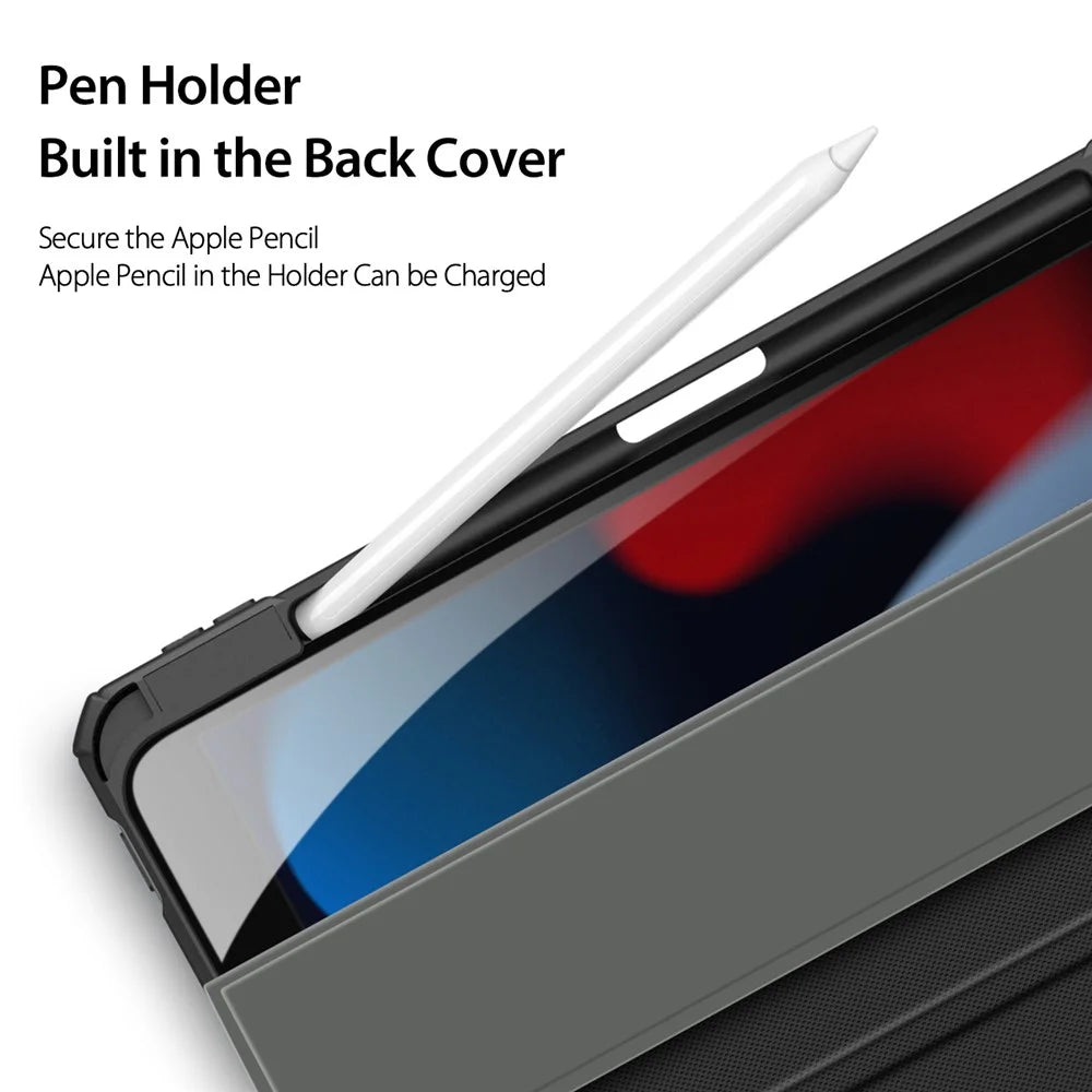 DUX DUCIS TOBY Series For Apple iPad (2025) / 10.9 (2022) TPU+PC+Leather Case Three-Fold Stand Tablet Cover with Pen Slot - Black - 7