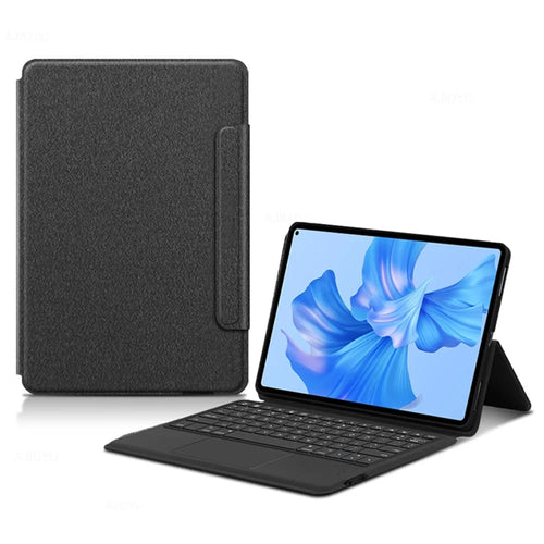 For Huawei MatePad Pro 11 (2022) Leather Case + Touchpad Bluetooth-compatible Keyboard with Backlit - Black - 1