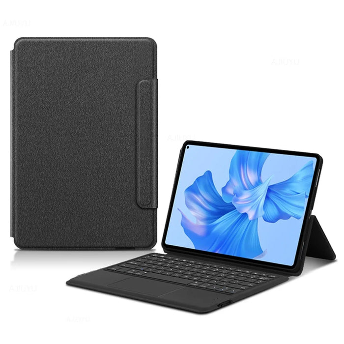 For Huawei MatePad Pro 11 (2022) Leather Case + Touchpad Bluetooth-compatible Keyboard with Backlit - Black - 1