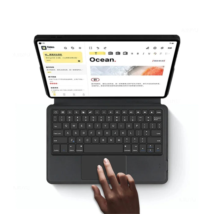 For Huawei MatePad Pro 11 (2022) Leather Case + Touchpad Bluetooth-compatible Keyboard with Backlit - Black - 4