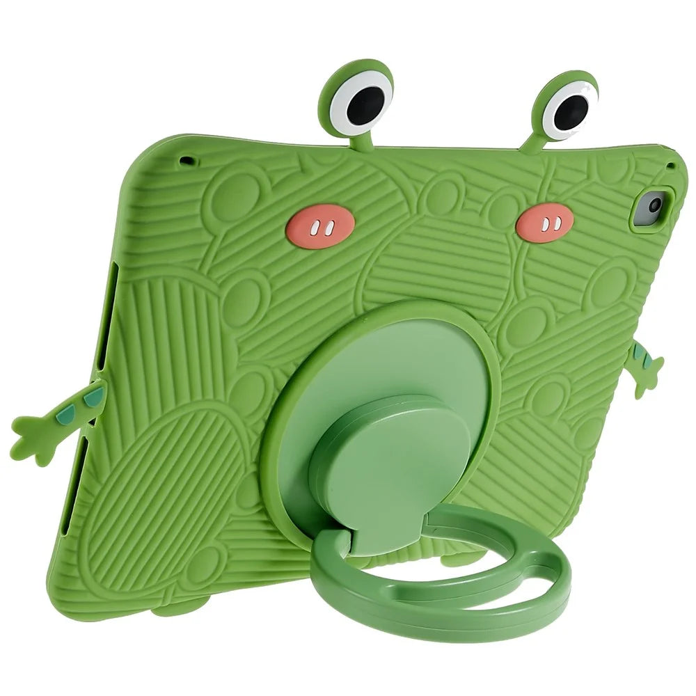 For iPad Air (2013) / Air 2 / iPad 9.7-inch (2017) / (2018) Cartoon Frog Design Tablet Case Anti-drop Kickstand Silicone + PC Cover - 4