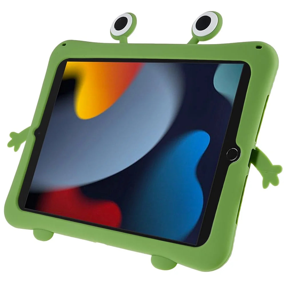 For iPad Air (2013) / Air 2 / iPad 9.7-inch (2017) / (2018) Cartoon Frog Design Tablet Case Anti-drop Kickstand Silicone + PC Cover - 5
