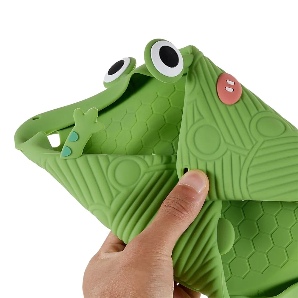 For iPad Air (2013) / Air 2 / iPad 9.7-inch (2017) / (2018) Cartoon Frog Design Tablet Case Anti-drop Kickstand Silicone + PC Cover - 7