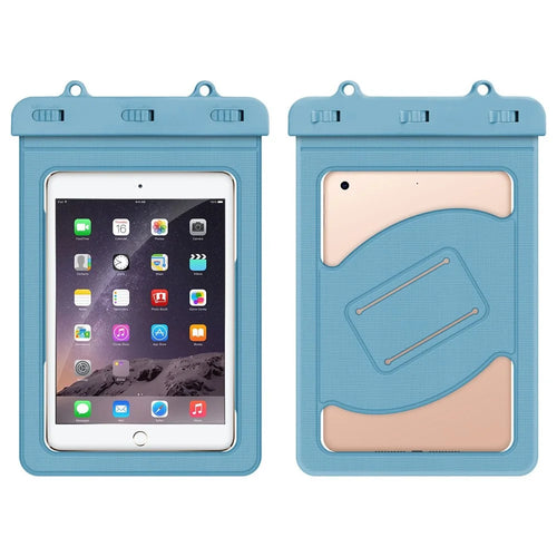 Universal Waterproof Bag for Tablets Below 9 inches, IPX8 30m Underwater Screen Touch Transparent PVC Tablet Case Pouch with Lanyard - Grey Blue - 1