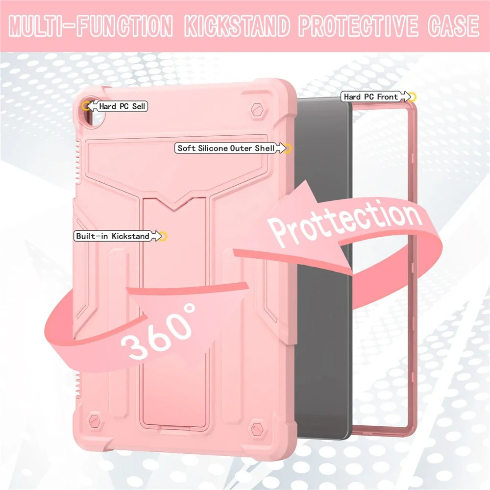 For Lenovo Tab M10 (Gen 3) TB-328FU / TB-328XU Protective Case T-Shaped Kickstand Shockproof PC + Silicone Tablet Cover - Rose Gold - 2