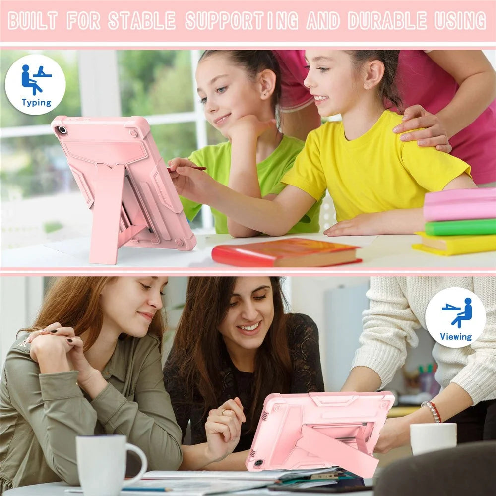 For Lenovo Tab M10 (Gen 3) TB-328FU / TB-328XU Protective Case T-Shaped Kickstand Shockproof PC + Silicone Tablet Cover - Rose Gold - 4