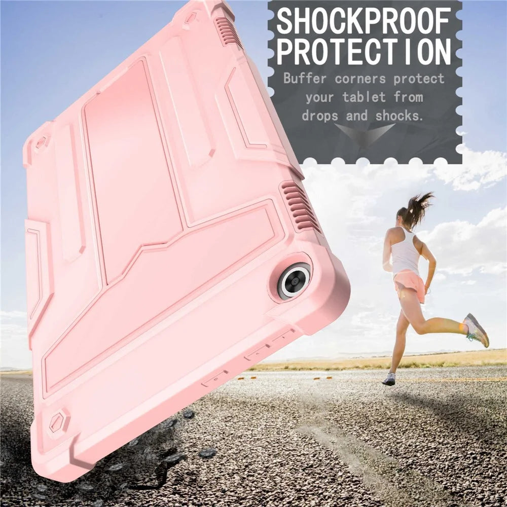 For Lenovo Tab M10 (Gen 3) TB-328FU / TB-328XU Protective Case T-Shaped Kickstand Shockproof PC + Silicone Tablet Cover - Rose Gold - 5