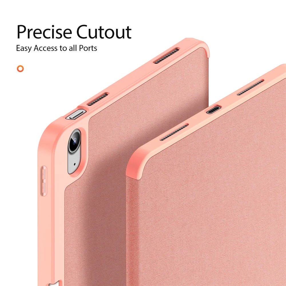 DUX DUCIS Domo Series For iPad (2025) / iPad 10.9 (2022) Case Tri-Fold Stand PU Leather Tablet Cover with Pen Slot - Pink - 5