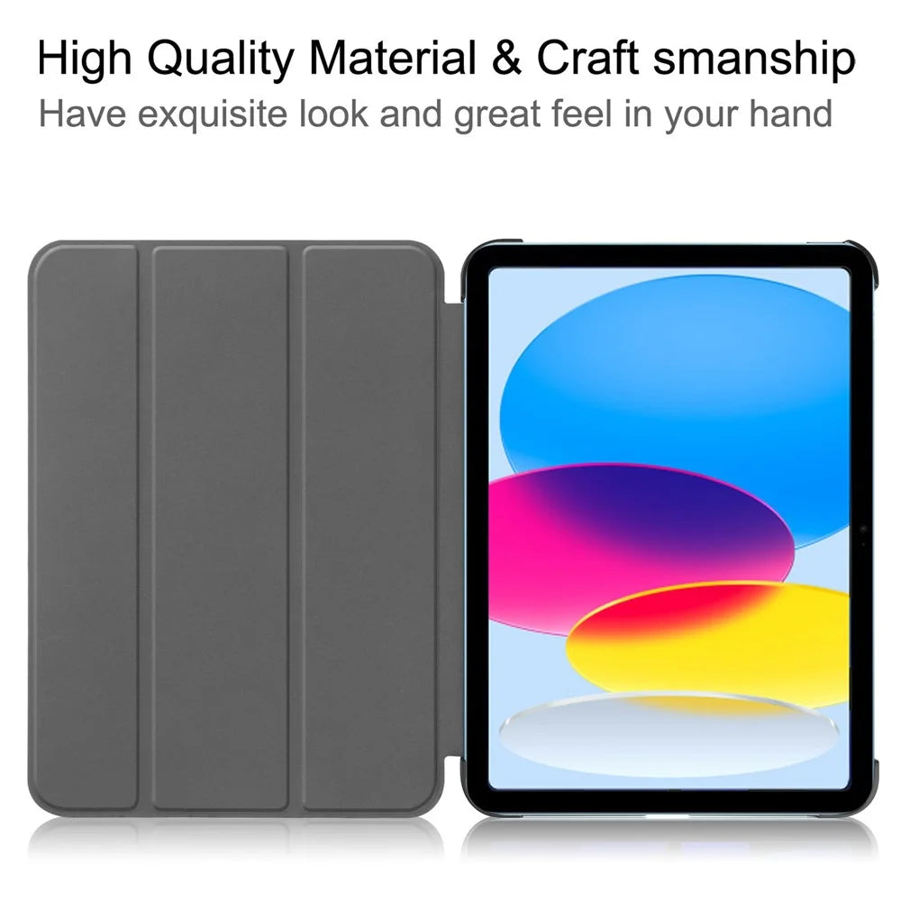 For iPad (2025) / 10.9 (2022) PU Leather Tablet Case Anti-drop Tri-Fold Stand Slim Protective Cover - Black - 2