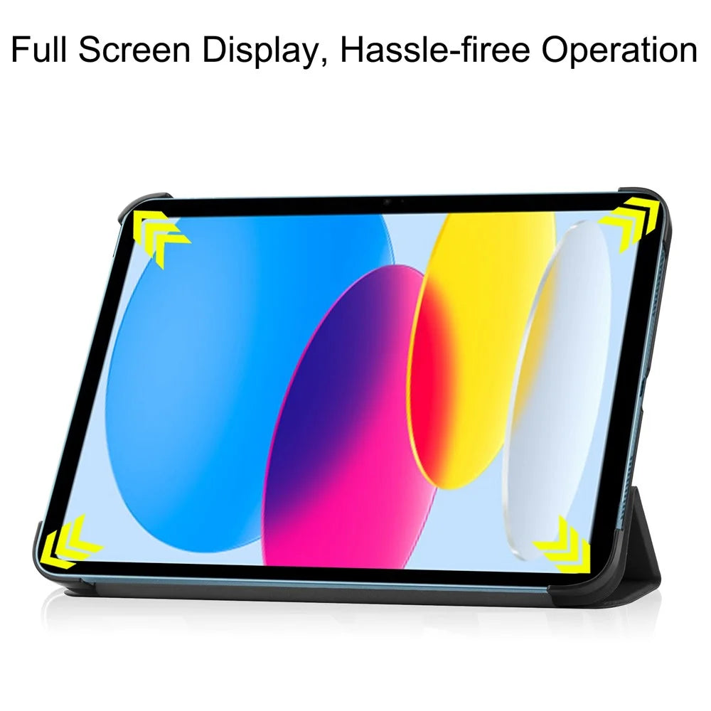 For iPad (2025) / 10.9 (2022) PU Leather Tablet Case Anti-drop Tri-Fold Stand Slim Protective Cover - Black - 4