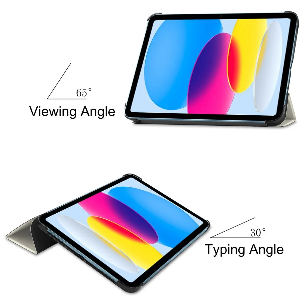 For iPad (2025) / 10.9 (2022) Tri-Fold Stand Case Pattern Printing Folio Flip PU Leather Tablet Cover - Cat - 3