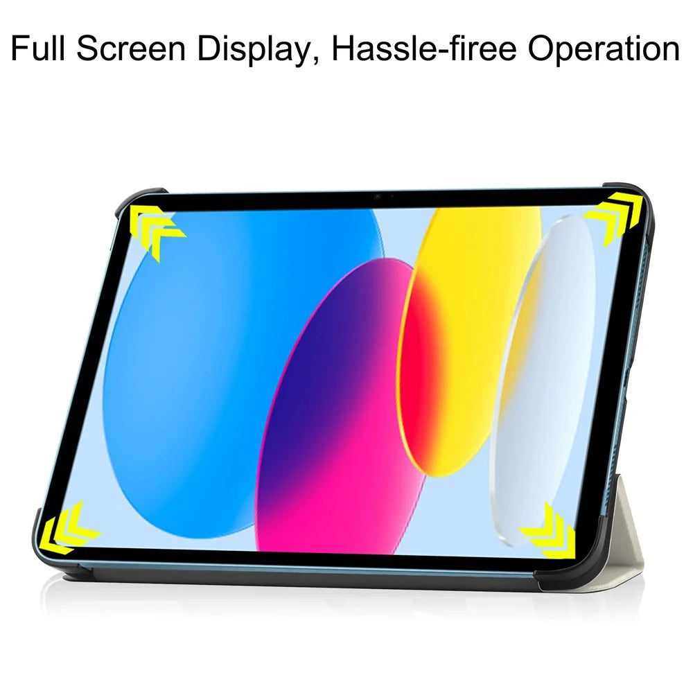 For iPad (2025) / 10.9 (2022) Tri-Fold Stand Case Pattern Printing Folio Flip PU Leather Tablet Cover - Cat - 4