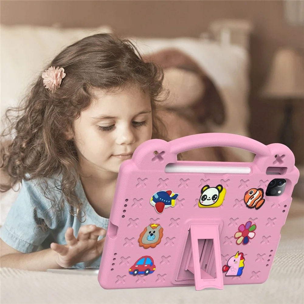 For iPad Pro 11 (2022) / (2021) / (2020) / (2018) / iPad Air (2022) / (2020) Hand Grip EVA Case Shockproof Kickstand Tablet Protective Cover - Pink - 5