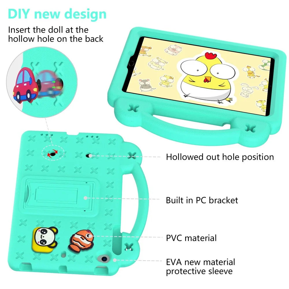 For iPad mini (2019) 7.9 inch / iPad mini 4 / 3 / 2 / 1 Drop-proof Tablet Case Kickstand Hand Grip Anti-scratch Protective Cover - Green - 7