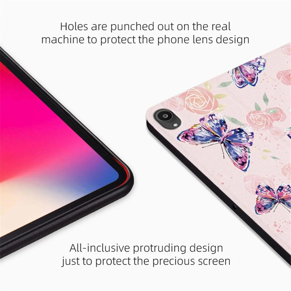 For Lenovo Tab P11 / P11 Plus Butterfly Printed Butterfly Printed Protective Cover Anti-Scratch PU Leather Stand Case Shockproof Tablet Shell - Brilliant Butterfly - 5