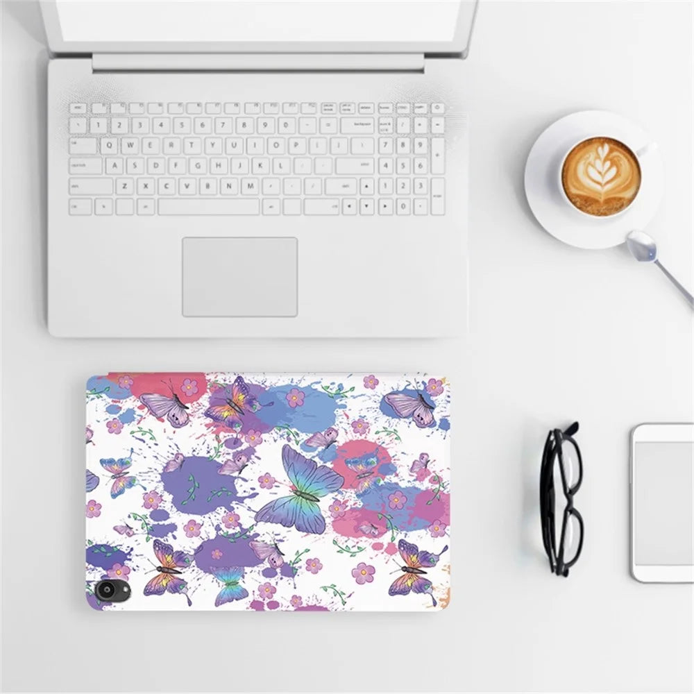 For Lenovo Tab P11 / P11 Plus Butterfly Printed Butterfly Printed Protective Cover Anti-Scratch PU Leather Stand Case Shockproof Tablet Shell - Brilliant Butterfly - 6