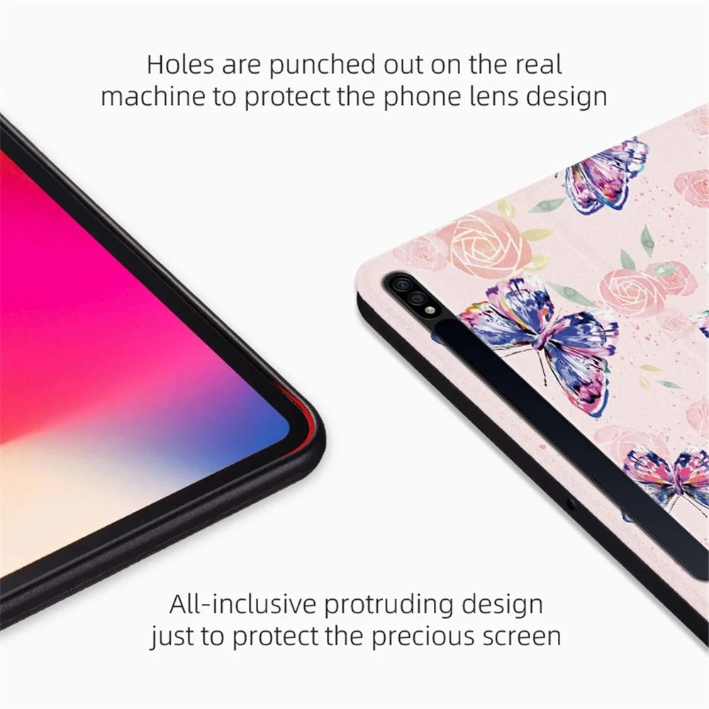 For Samsung Galaxy Tab S7 / Tab S8 Anti-drop Folio Flip Cover Butterfly Printed PU Leather Tablet Case Auto Wake / Sleep Stand Case - Brilliant Butterfly - 5