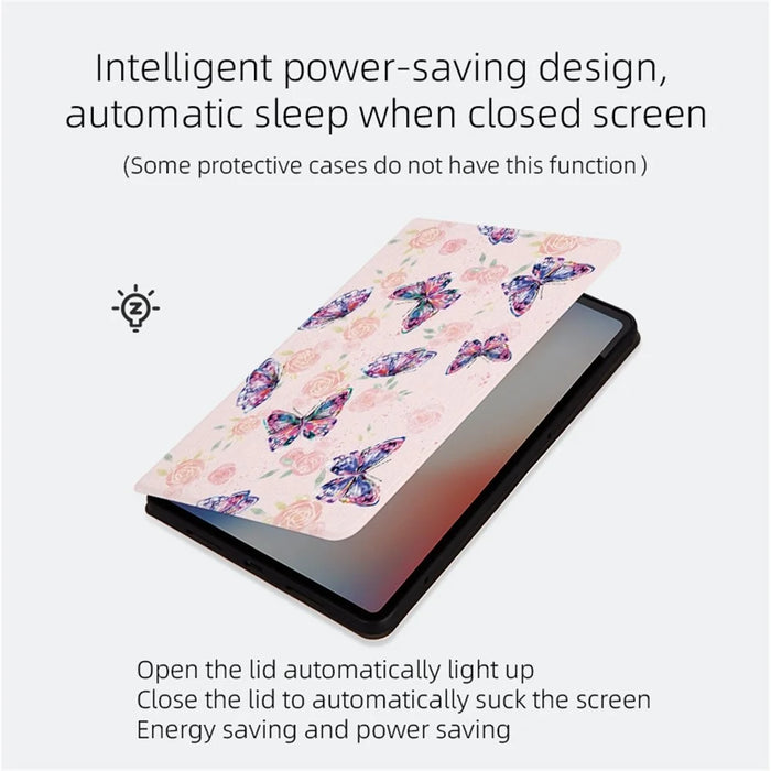 For Samsung Galaxy Tab S6 Lite (2022) Protective Tablet Case PU Leather Butterfly Printed Stand Case Auto Wake / Sleep Folio Flip Cover -  Brilliant Butterfly - 3