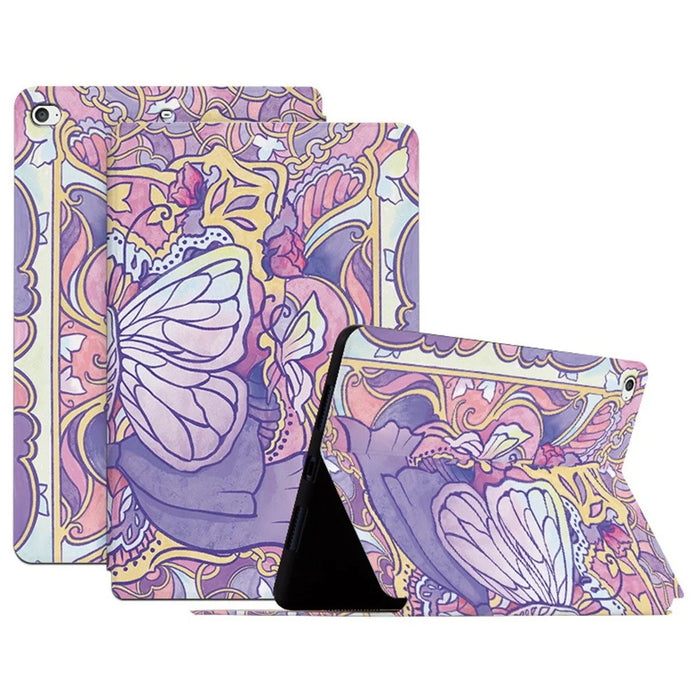 For iPad mini 4 / mini (2019) 7.9 inch Protective Case Butterfly Printed Shockproof Cover Anti-Scratch Tablet Case with Stand - Phantom Butterfly - 1