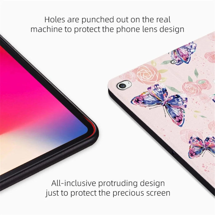 For iPad mini 4 / mini (2019) 7.9 inch Protective Case Butterfly Printed Shockproof Cover Anti-Scratch Tablet Case with Stand - Phantom Butterfly - 5
