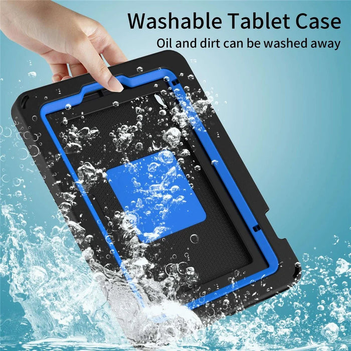 For iPad mini (2024) / mini (2021) Portable EVA Case with Shoulder Strap / Waterproof Screen Protector Shockproof Tablet Kickstand Case - Black - 5