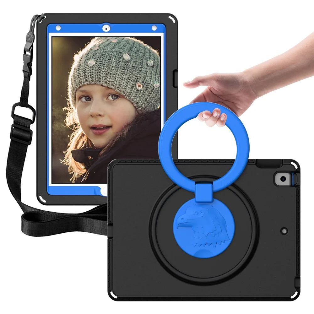 For iPad 10.2 (2019) / (2021) / (2020)  /  Air 10.5 inch (2019) Anti-scratch EVA Case with Shoulder Strap / Waterproof Screen Protector Shockproof Cover Portable Tablet Case - Black - 2
