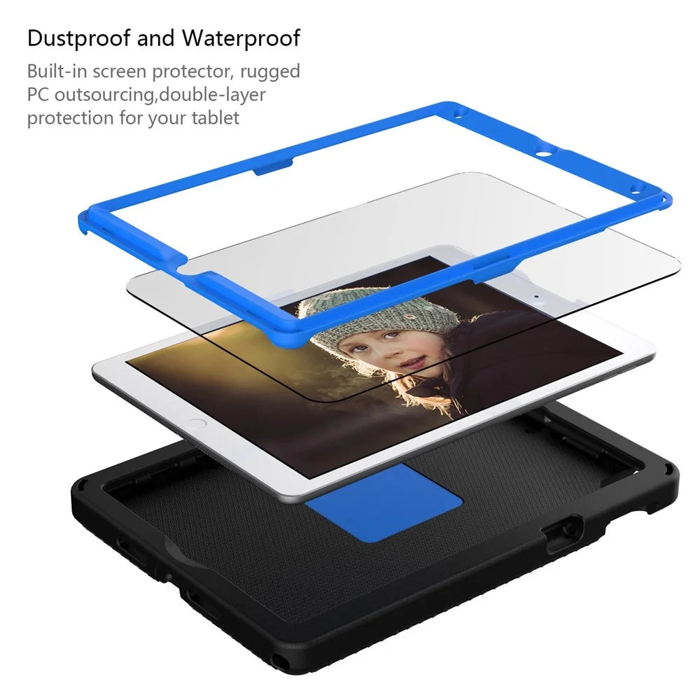 For iPad 10.2 (2019) / (2021) / (2020)  /  Air 10.5 inch (2019) Anti-scratch EVA Case with Shoulder Strap / Waterproof Screen Protector Shockproof Cover Portable Tablet Case - Black - 4