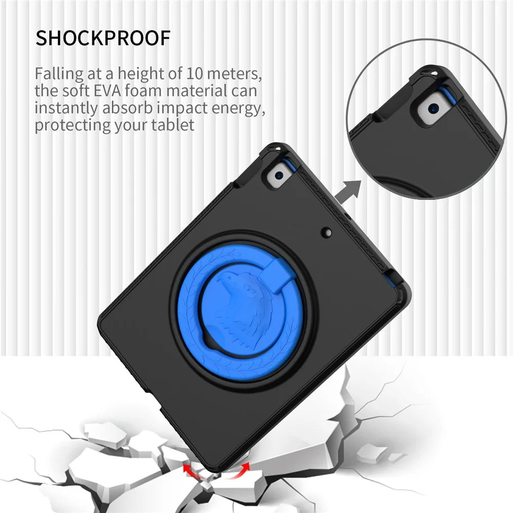 For iPad 10.2 (2019) / (2021) / (2020)  /  Air 10.5 inch (2019) Anti-scratch EVA Case with Shoulder Strap / Waterproof Screen Protector Shockproof Cover Portable Tablet Case - Black - 6