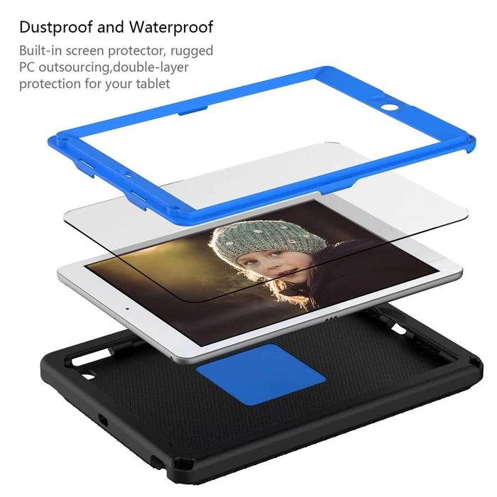 For iPad Air (2013) / Air 2  /  9.7-inch (2017) / (2018) EVA Shockproof Case with Shoulder Strap / Waterproof Screen Protector Anti-Scratch Cover Portable Tablet Case - Black - 4