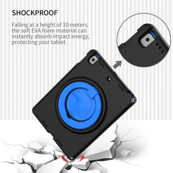 For iPad Air (2013) / Air 2  /  9.7-inch (2017) / (2018) EVA Shockproof Case with Shoulder Strap / Waterproof Screen Protector Anti-Scratch Cover Portable Tablet Case - Black - 6